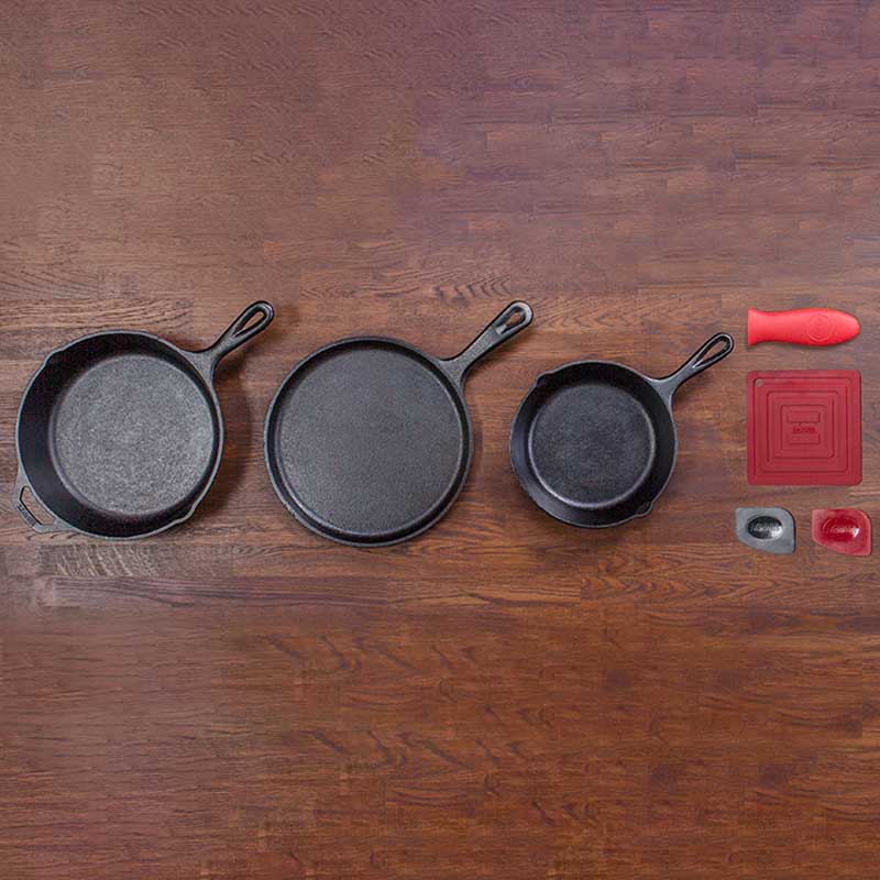 Essential Seasoned Cast Iron Skillet Set - Lodge
